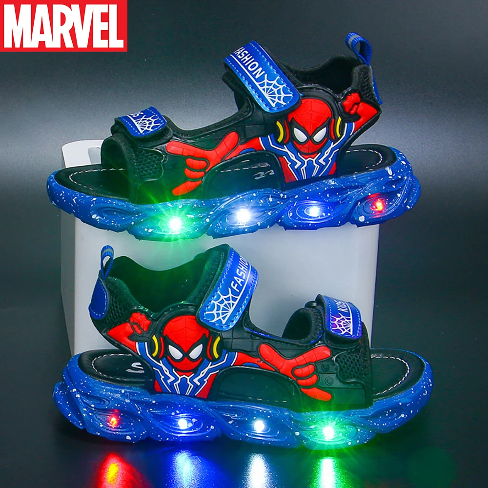 

Marvel Children's LED Lighted Peep-toe Sandals For Summer Boys Spider-man Casual Shoes Kids Non-slip Soft Bottom Sport Sandal