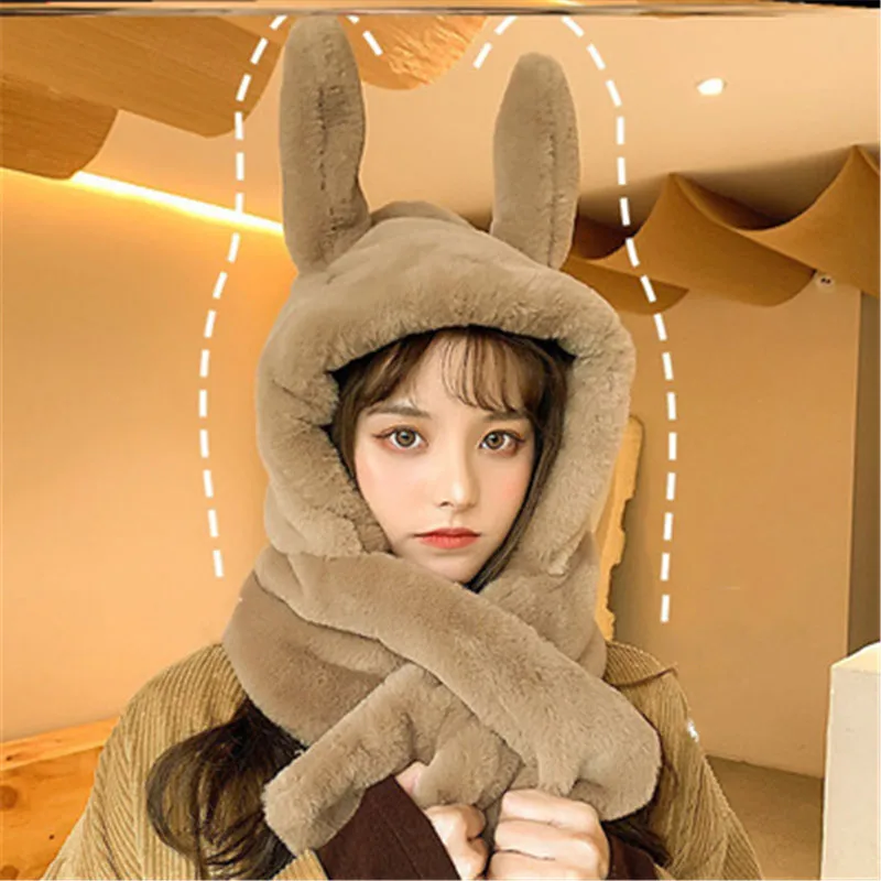 

2022 Plus Velvet Bunny Ears Hat Women's Winter Cap Men's Rabbit Hats with Earflaps Plus Velvet Girls Hats Solid Winter Casual