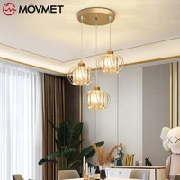gold glass led pendant lamp ceiling metal e27 for bedroom restaurant hanging home lighting decoration copper iron long tube
