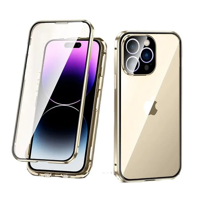 

Privacy Magnetic Double Sided Tempered Glass Phone Case for iPhone 14 Pro Max 13 14 Anti Peeping 360 Full Protective Phone Cover