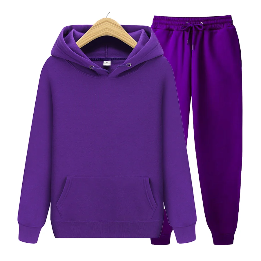 

Autumn Winter Men Women tracksuit thick fleece suit 2 pieces sets fashion suit solid color hoodies sweatshirt and pants suits