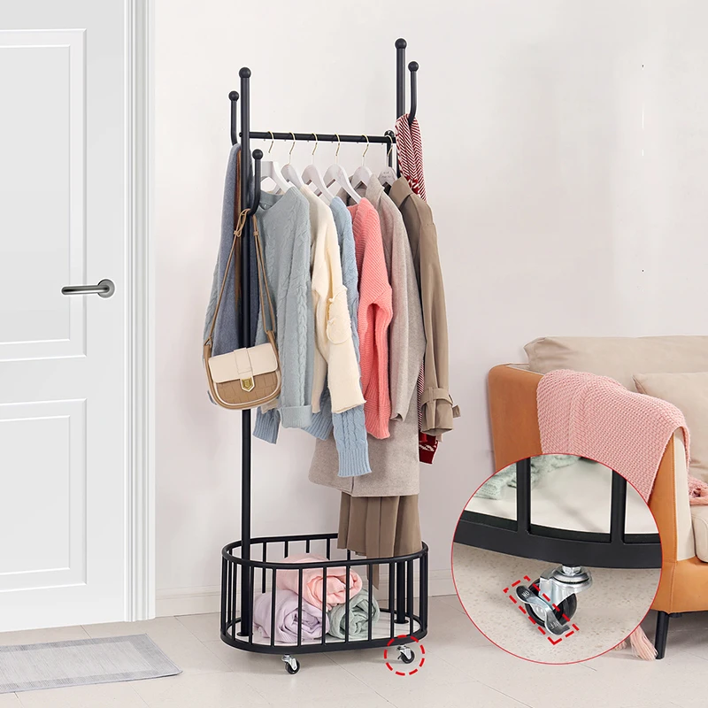 

Minimalist Nordic Stand Clothing Rack Metal Boutique Display Moving Clothes Drying Rack Storage Stendibiancheria Household Items