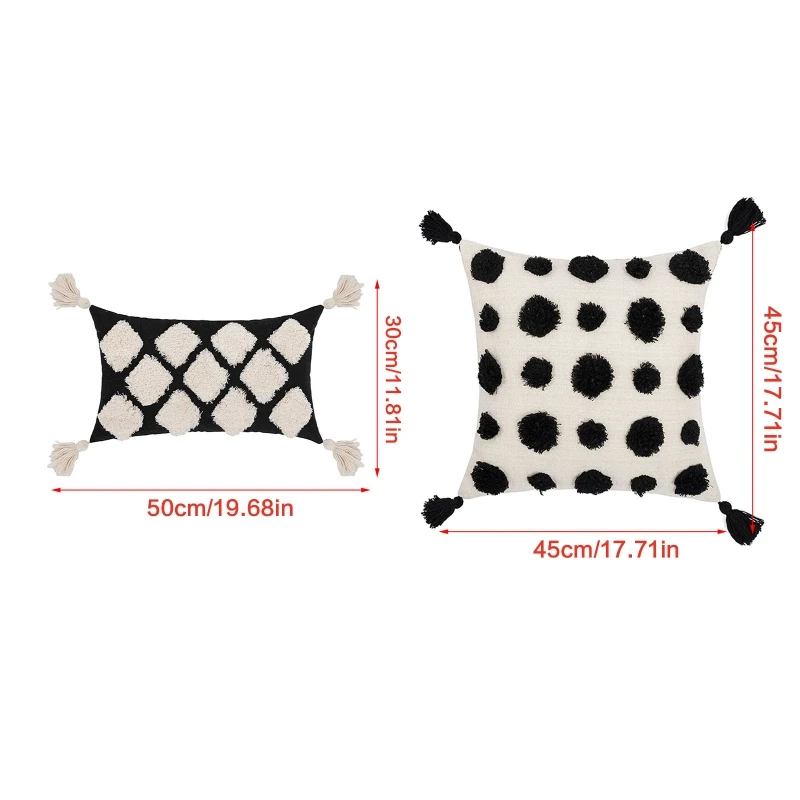 

Boho Style Tufted Throw Pillow Cover with Tassel Cushion Covers Pillowcase for Home Bedroom Living Room Sofa Couch Decor 40JA