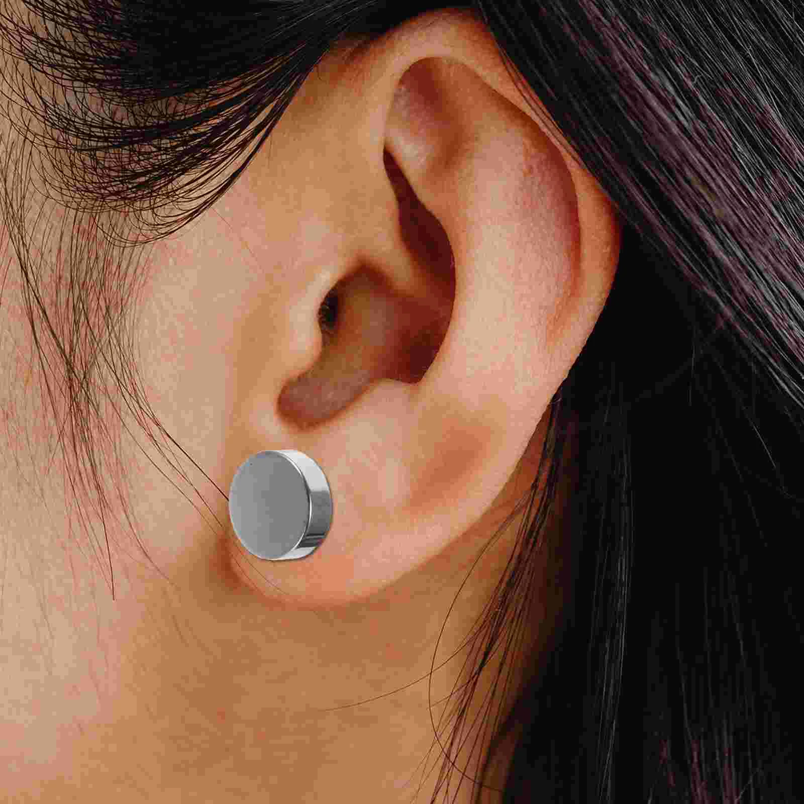 Metal Earring Round Shaped Stud Earrings Flat Small Cartilage Women Studs Men’s