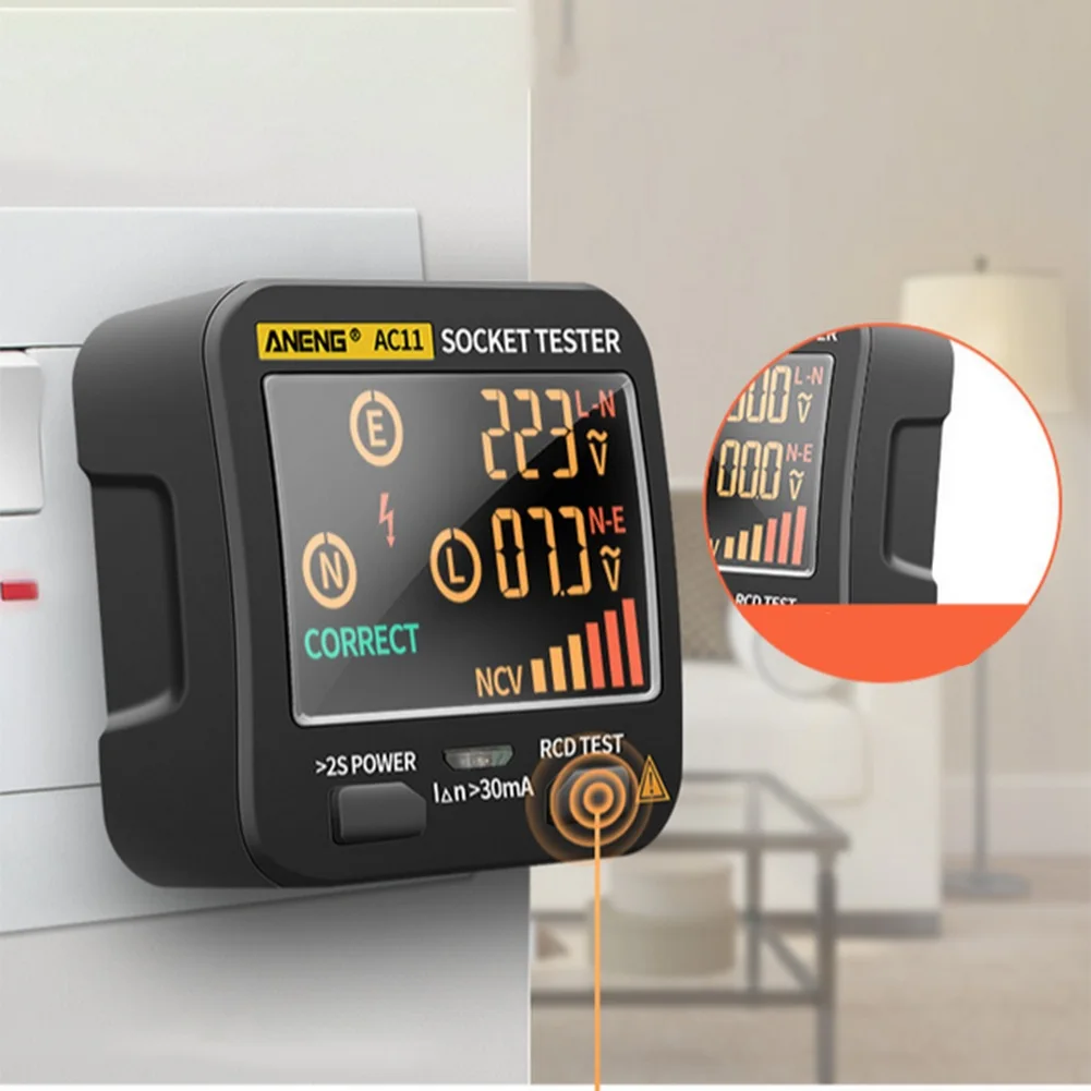ANENG AC11 цифровой умный тестер розеток детектор напряжения розетка заземление