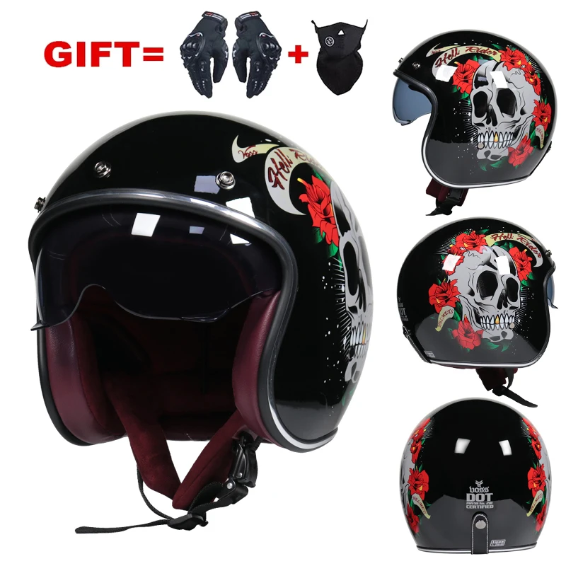

Vintage Helmet Motorcycle Open Face Cafe Racer Cascos Para Moto Retro Scooter Jet Pilot Motorbike Chopper Vespa Capacete De Moto