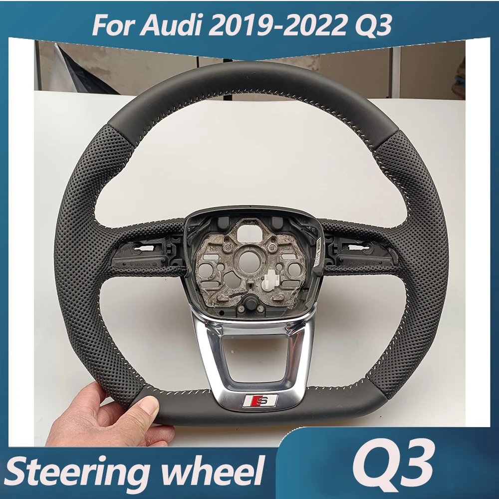 

Для Audi Q3 2019 2020 2021 2022 полуперфорированное Спортивное Рулевое колесо из черной кожи