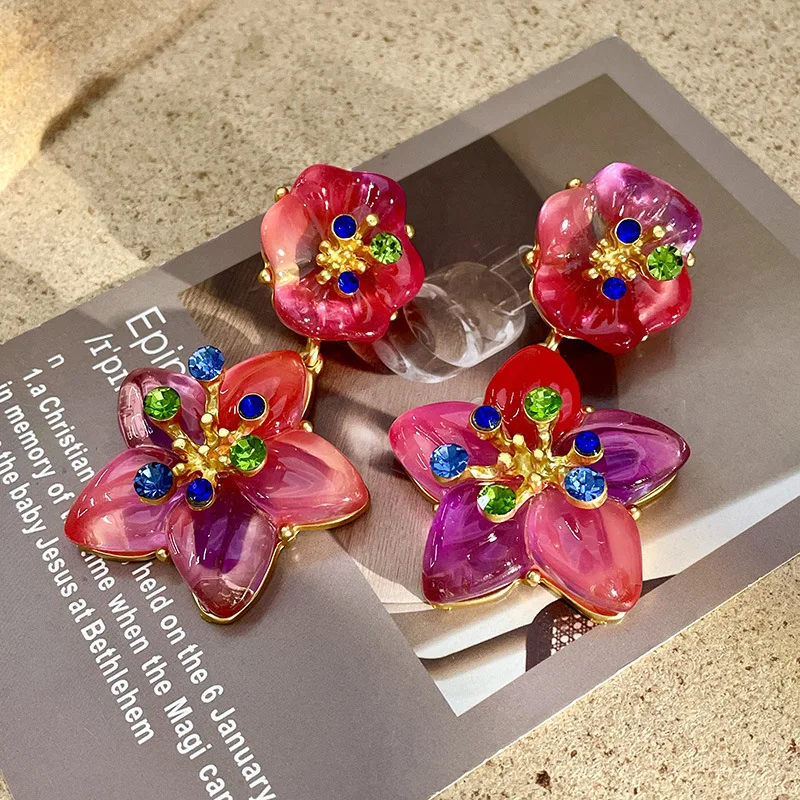 Фото Классические женские модные серьги для девочек Sart Dazzle, клипсы для ушей, элегантные женские винтажные изысканные ювелирные аксессуары с кристаллами и цветами №4