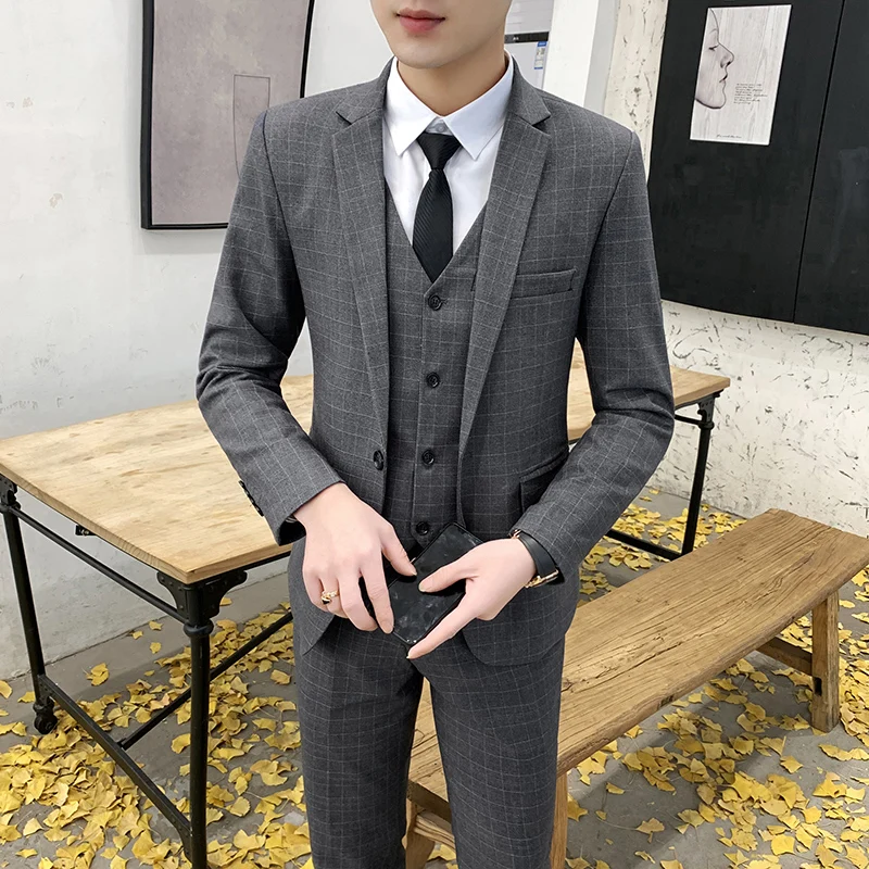 DYB&ZACQ Men's Suit Business Casual Suit Men's Wedding Groom Best Man Group Dress Self-slimming Professional Dress Coat