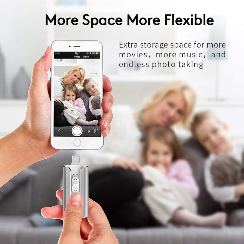 Флэш-накопитель Usb 4 в 1 для iPhone 12 6 серии 7 7Plus 8 X Otg Lightning флэш-накопитель 256 ГБ 128 iOS