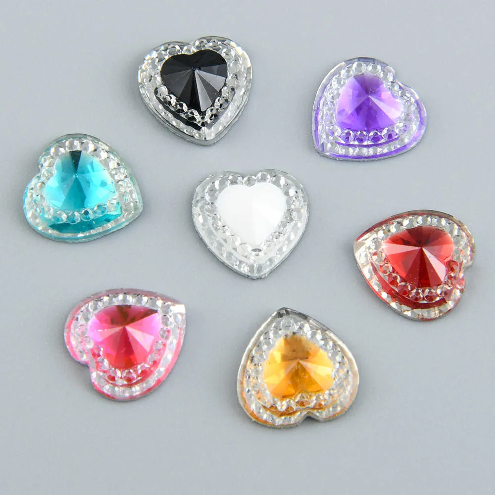 

60pcs 12mm Heart FlatBack Resin Rhinestones Crystal Stone for Wedding Decoration Scrapbooking Crafts Lamp Shades