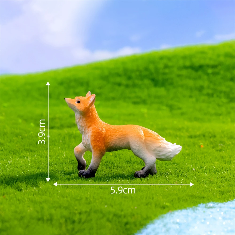 Маленькие симпатичные Мохи реалистичные скульптуры лисы из смолы миниатюрные