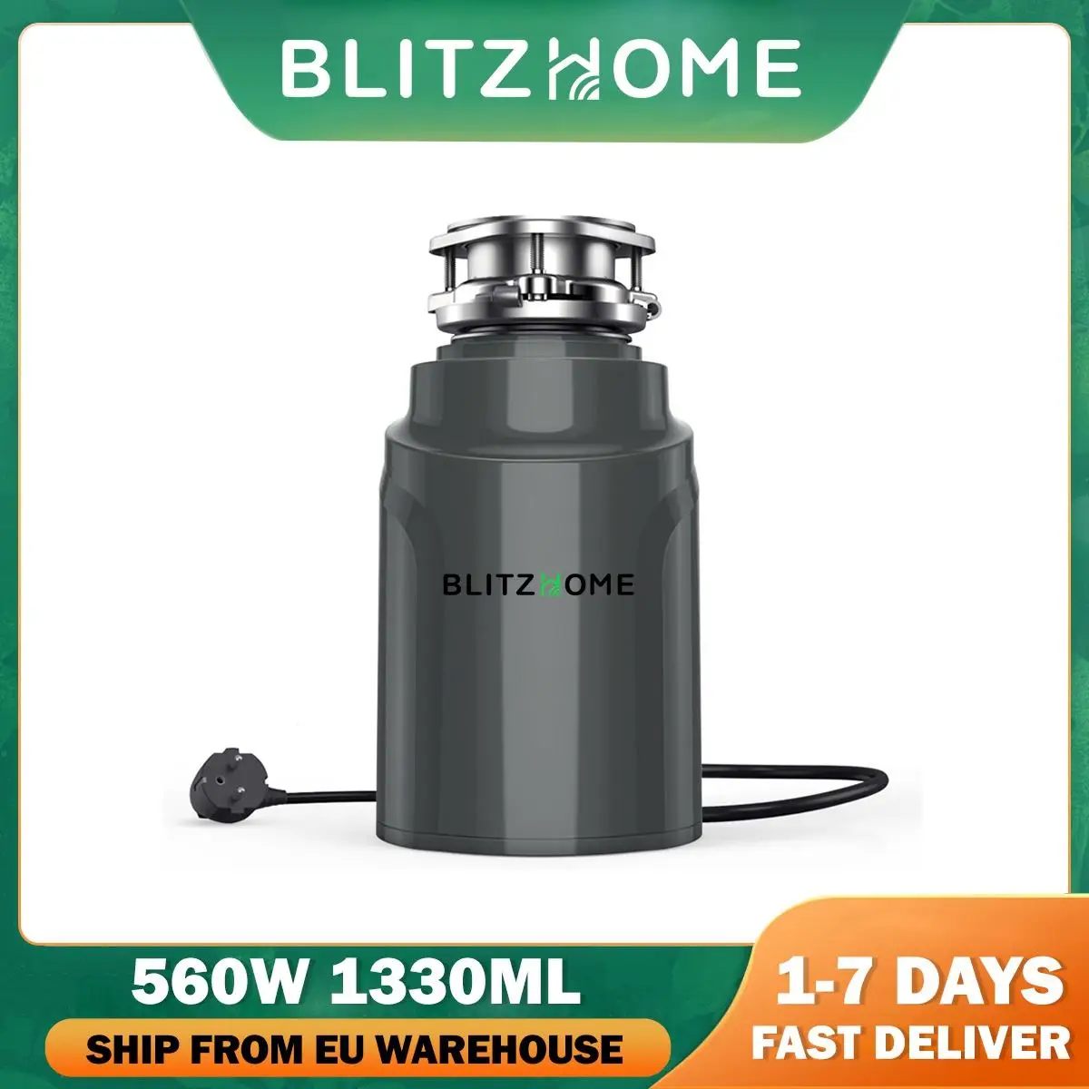 

Blitzhome BH-WD2 560W Food Waste Disposer Food Residue Garbage Processor Sewer Rubbish Disposal Crusher Kitchen Sink Appliance