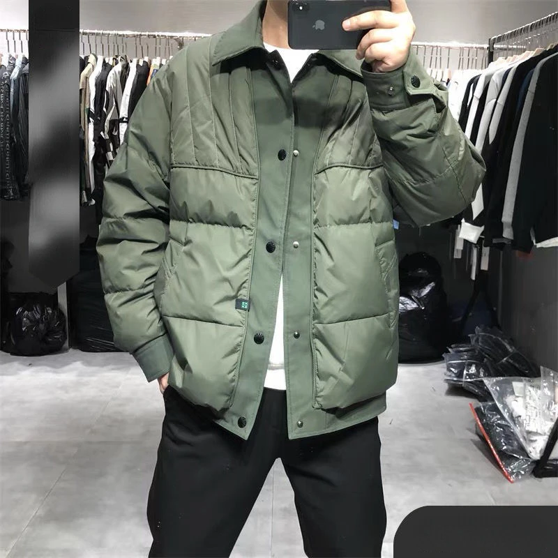 

Winter Clothes New Men's Down Cotton Coat Trend Short Jackets for Men 2023 Lapel Panels Contrast Casual Thick Warm Jacket E769