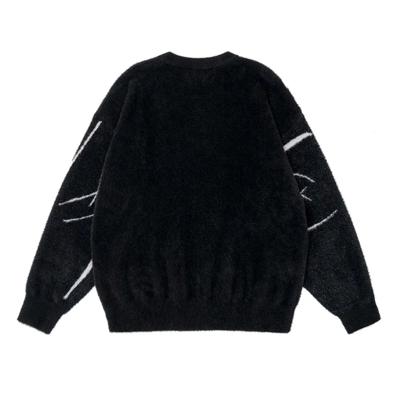 Модный вязаный свитер в стиле хип-хоп уличный Повседневный пуловер с принтом