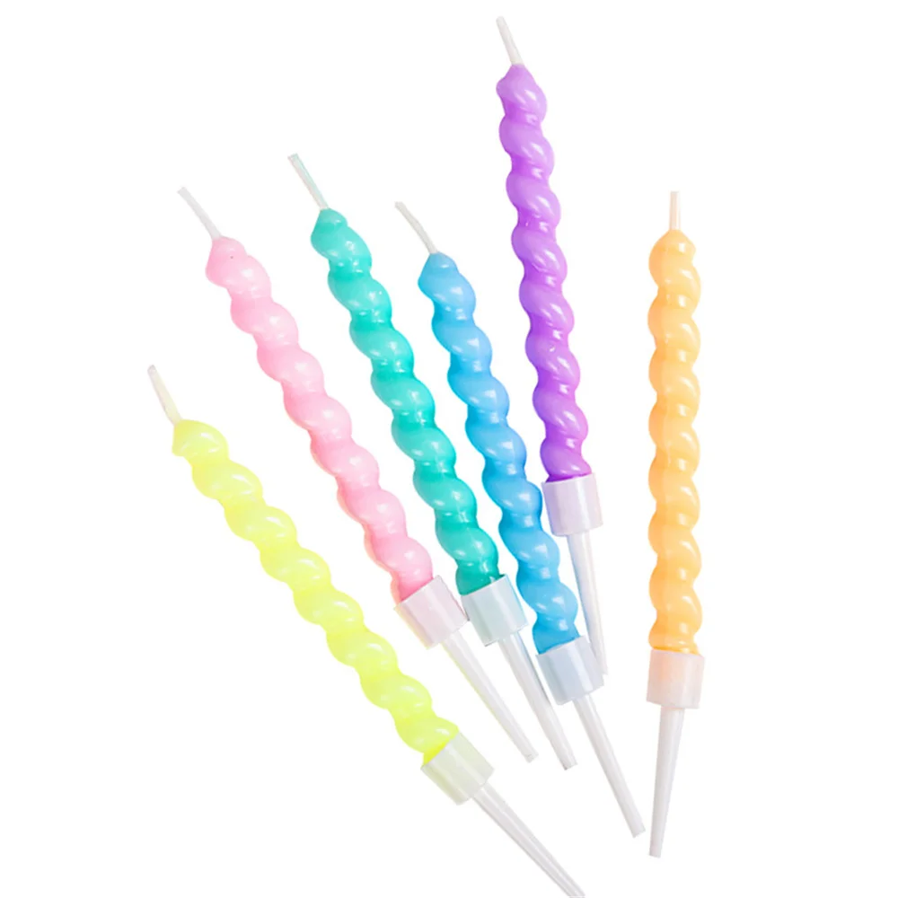 12 шт./2 коробки цветные длинные свечи Макарон витая нить спираль форма