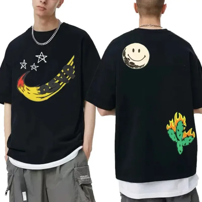 

New Cactus Jack Tshirt Awesome Asap Rocky Graphic T Shirts Men Women Fashion Loose T-shirt Mens Hip Hop Trend Tee Short Sleeve