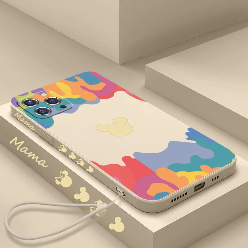 

Mickey Minnie Cartoon Mobile Phone Case With Lanyard For IPhone 7/8 Plus X/xs Xr Xsmax 11 Pro Max 12pro Max Cute Shell