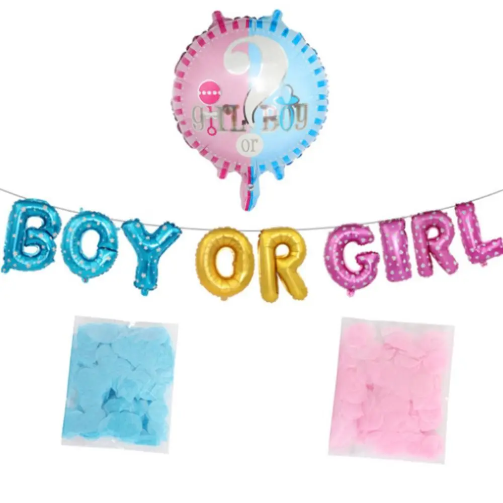 

1 set Boy Or Girl Party Supplies He Or She Gender Reveal Theme Party Plates Tableware Set Balloon Decoration Baby Shower