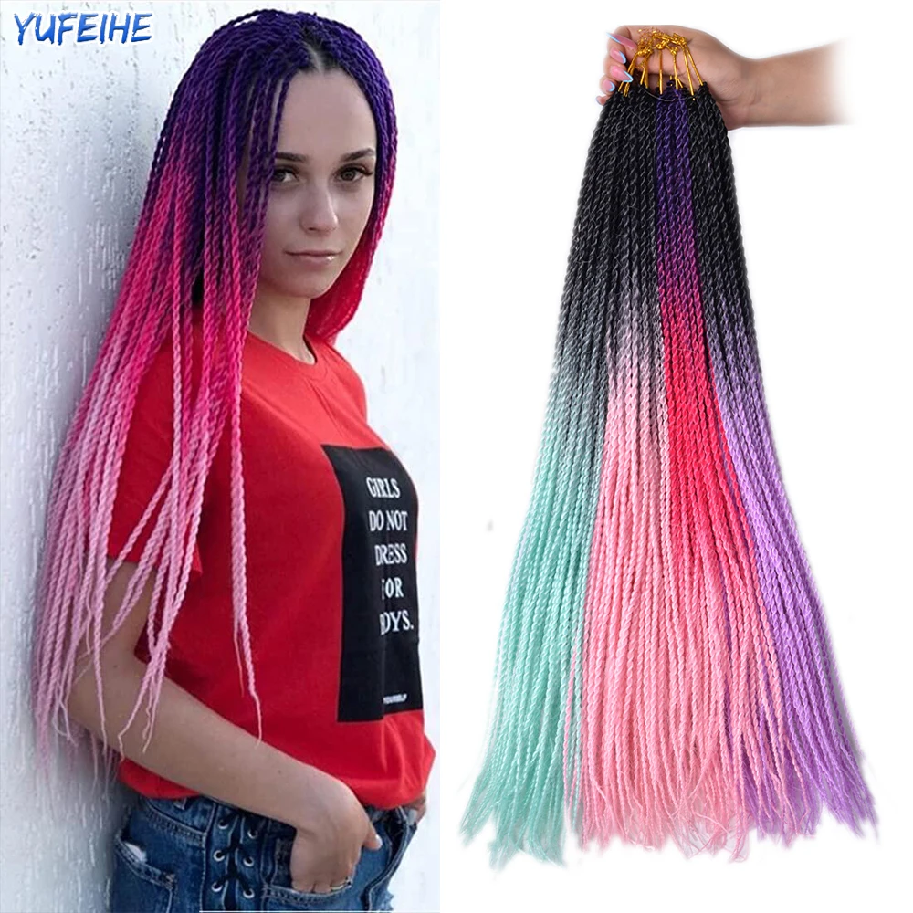 

Synthetic Crochet Hair Senegalese Twist Crochet Braid Hair Extensions For Women 18 22 Inch 12Roots/Pack Ombre Black Blonde