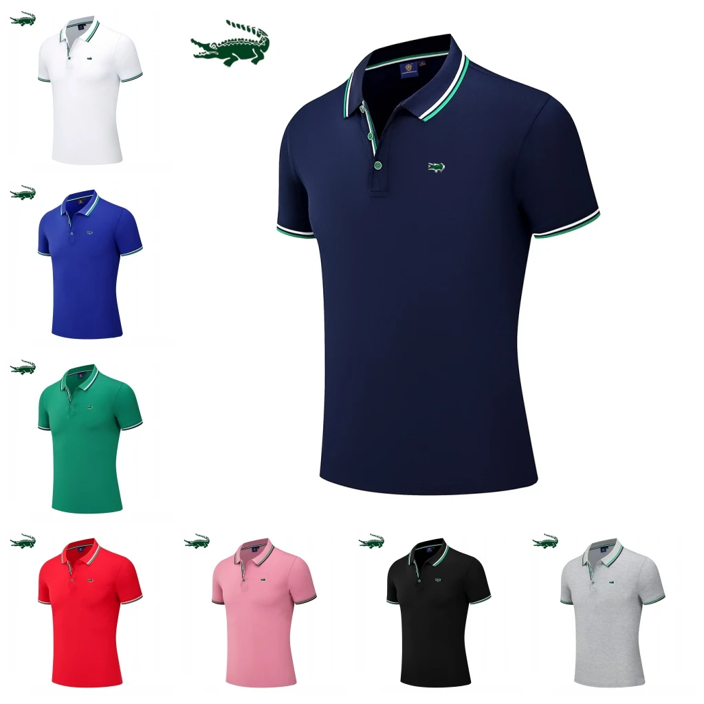 

High Quality Summer New Men's Solid Color Mens Polo Shirts Short Sleeve T-shirt Casual Fashion Summer Lapel Male Tops