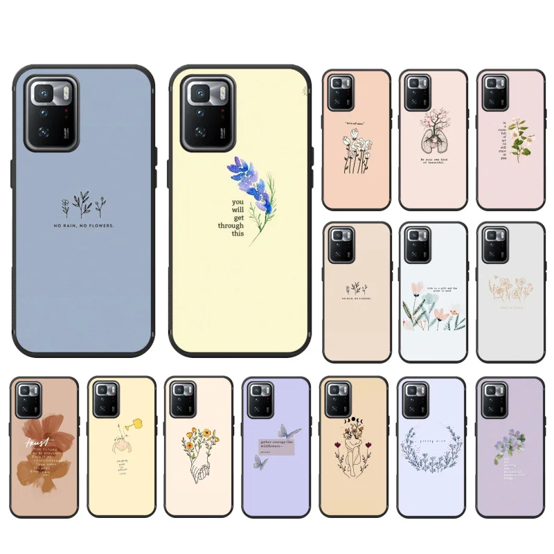 

Art Aesthetic Flower Word Quotes Phone Case for Xiaomi Redmi Note 11 10 Pro Note 8 Pro 9Pro Note9 9S 10S 9T Redmi 10 9C 9A