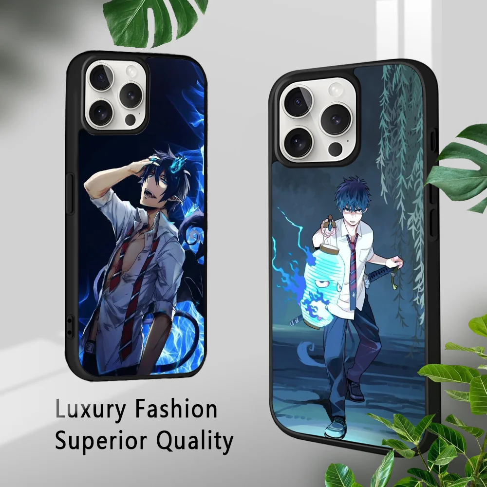 Blue E-Exorcist Cartoon Anime Phone Case For iPhone 16 15 14 13 12 11 Pro Xs Max Mini Plus Celulares Hard Funda