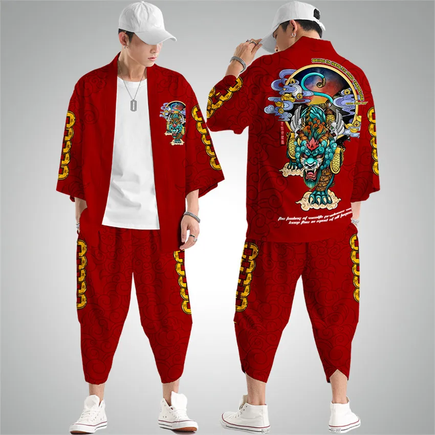 Костюм из двух предметов меч демон японский кардиган для женщин и мужчин косплей