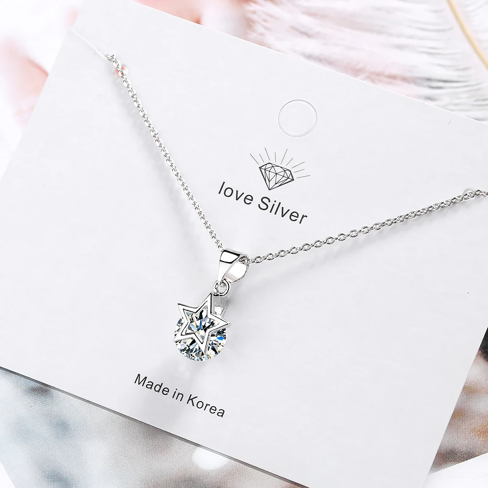 

Todorova Hot Sale Simple Star Pendant Necklace Single Stone AAA Cubic Zircon Chains Necklaces For Women Lady Fashion Jewelry