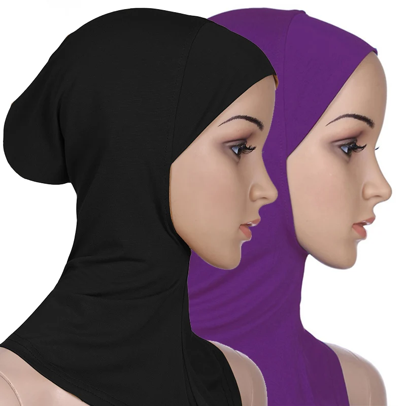 Women Muslim Underscarf Inner Hijab Caps Islamic Underscarf Scarf Hat Cap Bonnet Soft Stretch Cotton Long Shawl Wrap Neck Hat