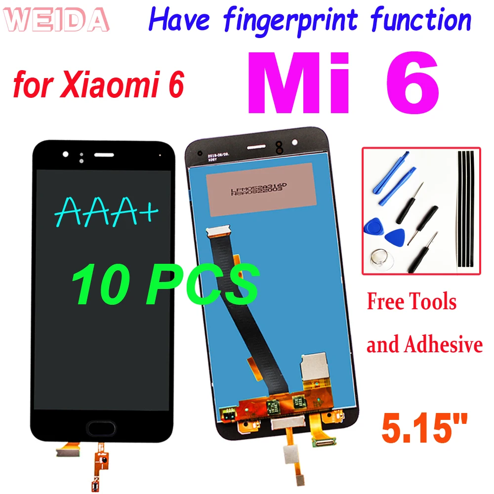 

10 PCS Original for 5.15" Xiaomi 6 Mi 6 Mi6 LCD Display Touch Screen Digitizer Assembly with Frame for for Xiaomi Mi 6 LCD