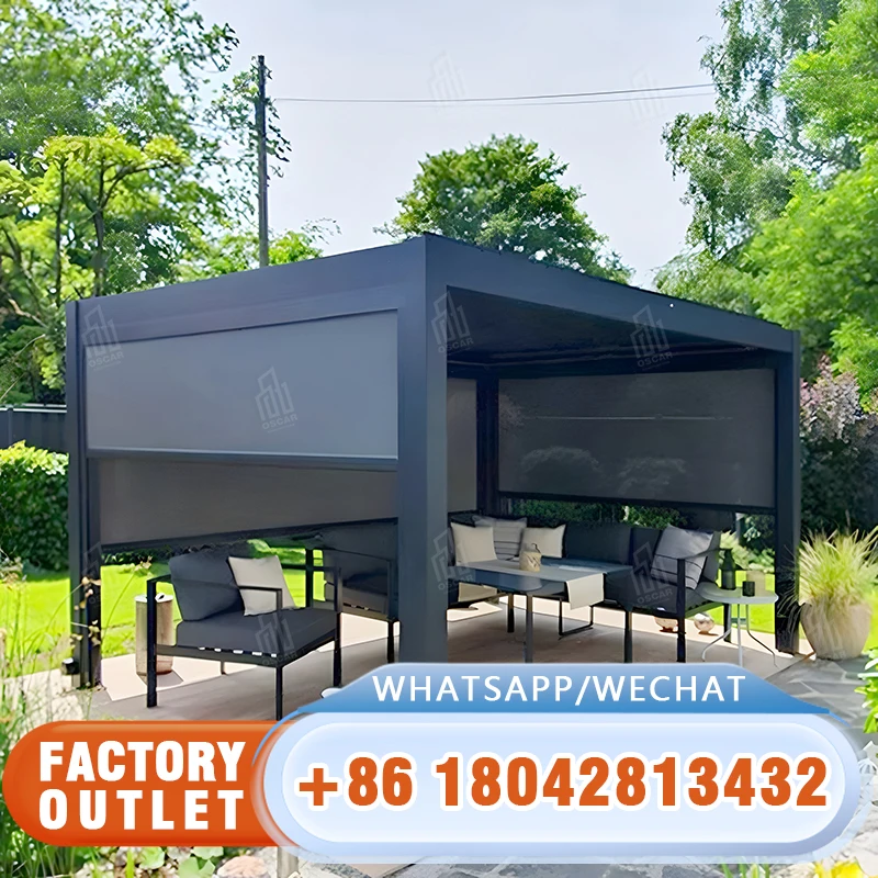 Gazebos Pergola Design Алюминий со светодиодной подсветкой Пользовательские алюминиевые