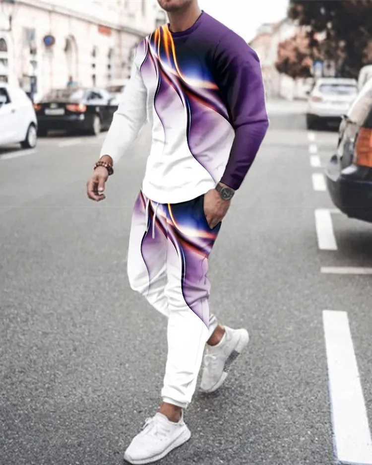 Summer Men Tracksuit Jogging Outfits 3D Print Trend Vintage T-Shirt Street Fashion Men's Clothes Sports Long Pants 2 Piece Sets