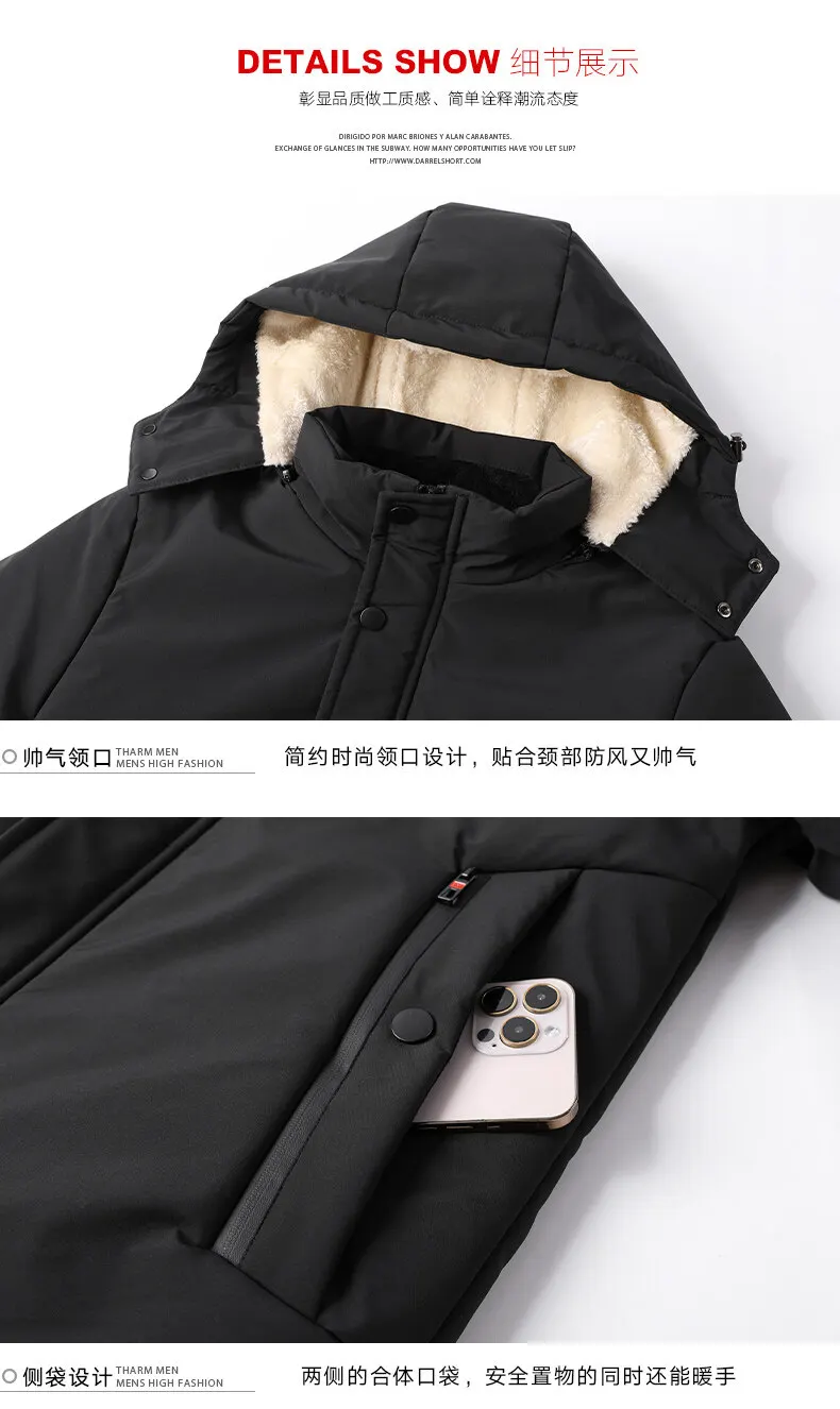 Lamb Velvet Coats Men Parkas Winter Thickening Warm Oversize 8XL Hooded Jackets Men's Casual Fashion Outerwear Windbreaker Coat