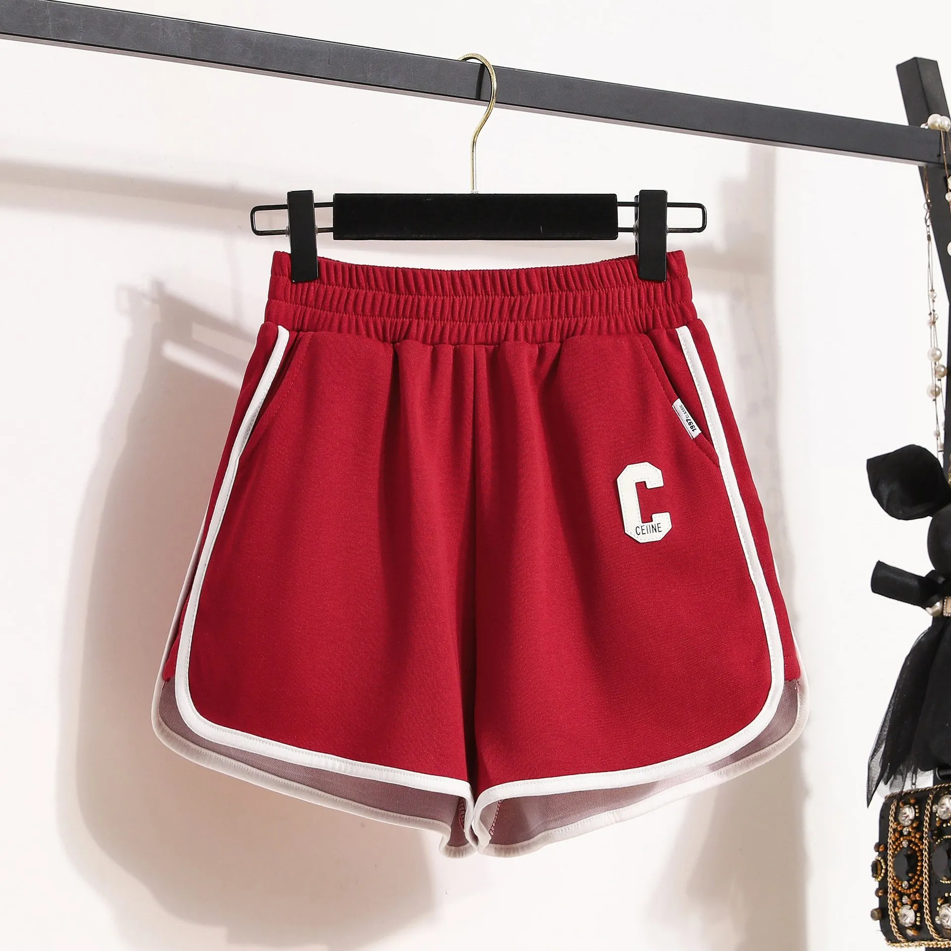 Summer Sport Shorts Women High Waisted Letter Patchwork Casual Sweatshorts Loose Fit Ladies Bottoms Street Fashion Style Shorts