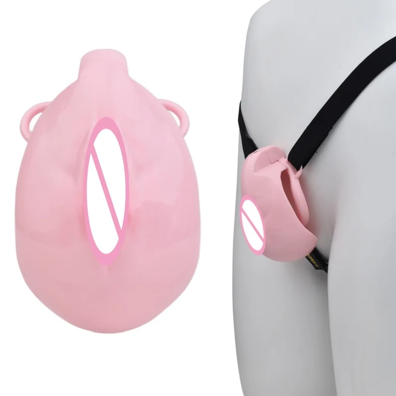 SissyClitotis Pussy Hole Клетка целомудрия с регулируемым эластичным ремнем для мужчин