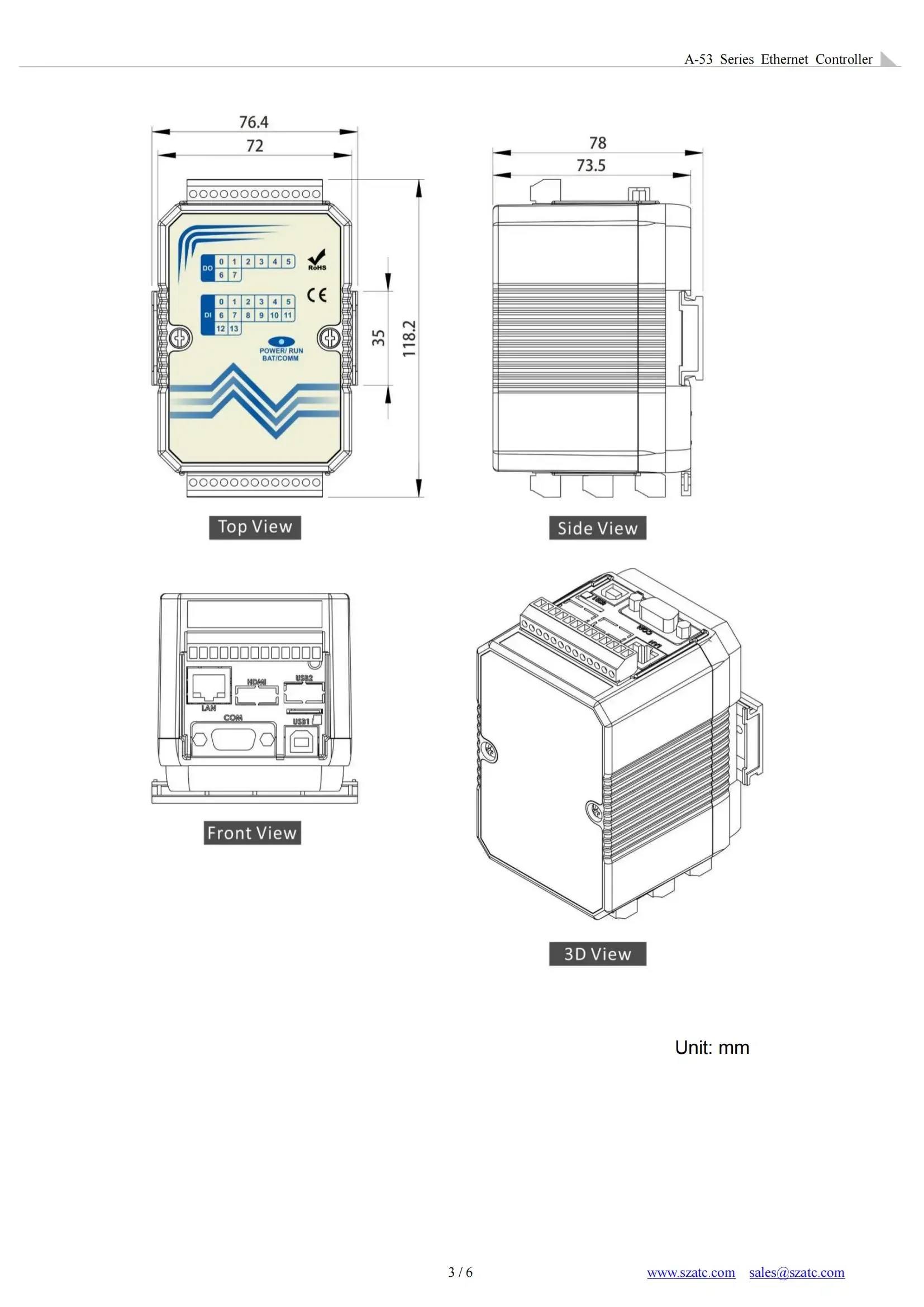 Промышленный контроллер Ethernet PLC с параметрами строки/RTU 14DI 8DO 4AI 2AO SD-картой памяти