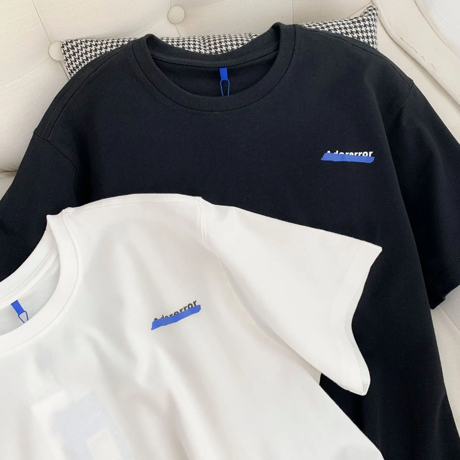 

ADER ERROR Alphabet T shirt New Round Neck Letter Black T-shirt Men Short Sleeve Korea Loose Men's Luxury Clothing Summer Tops