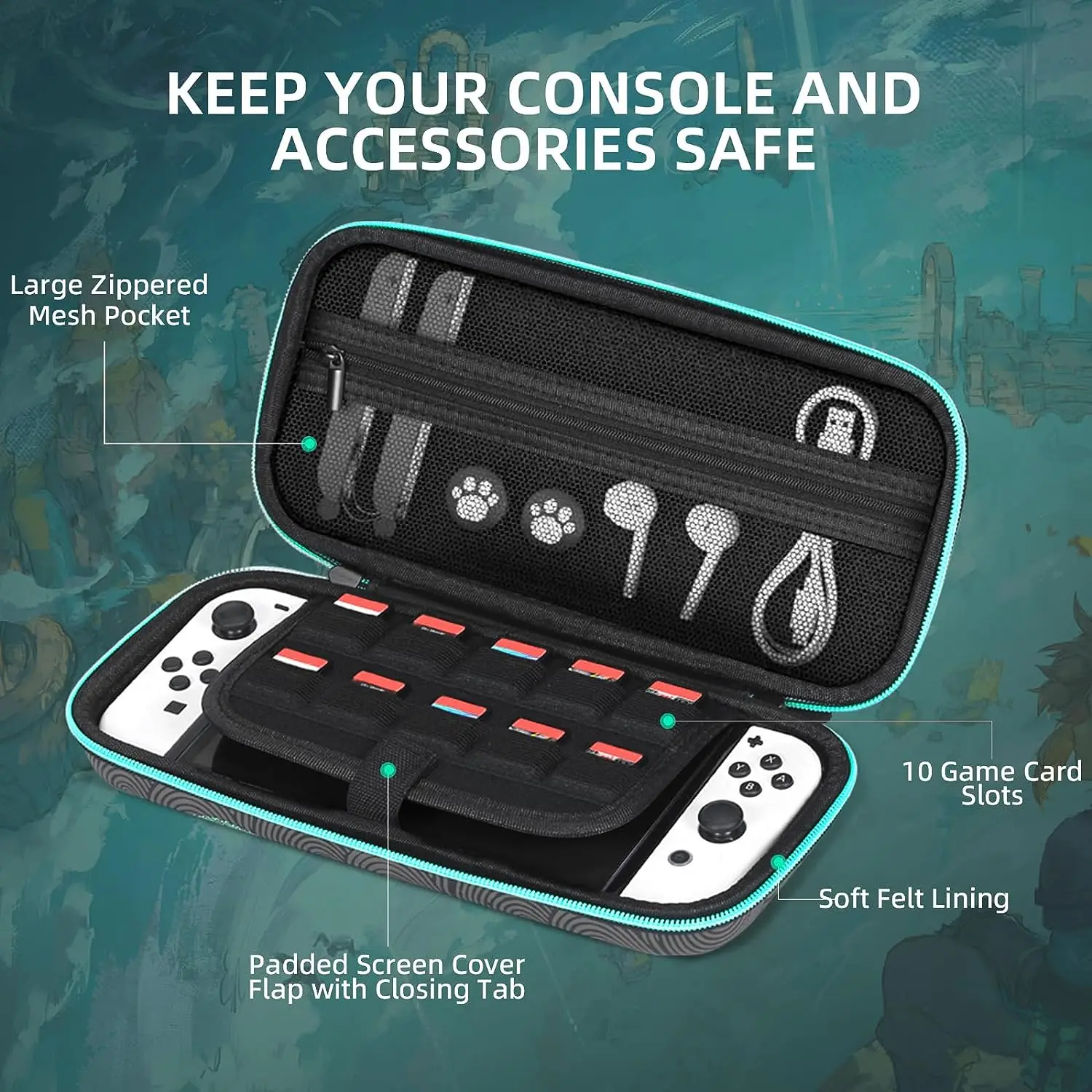 Портативный дорожный футляр Nintendo Switch OLED с жесткой крышкой совместимый аксессуар