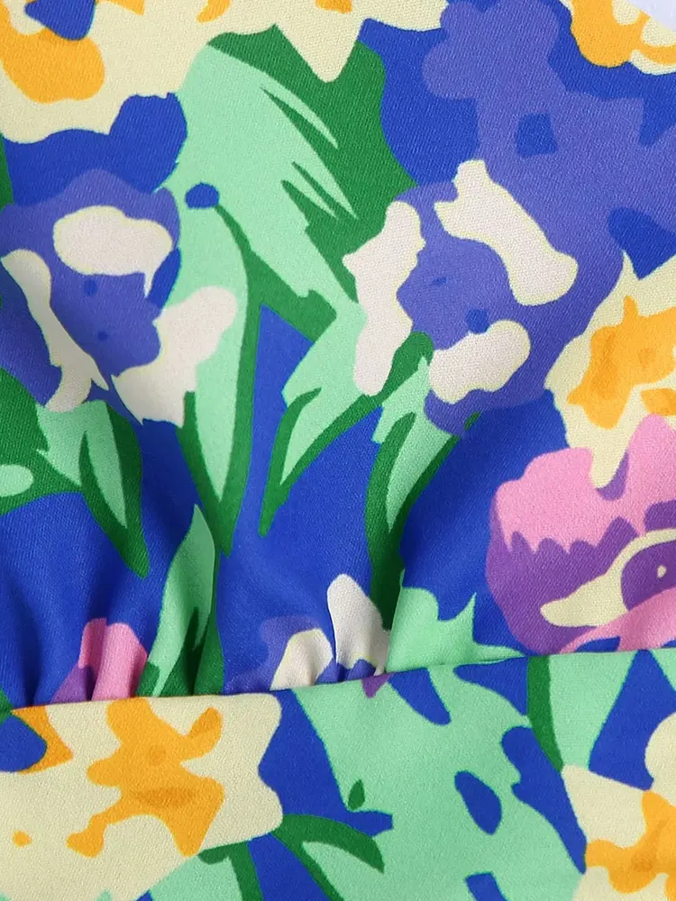 Летний укороченный топ с цветочным принтом TRAF ZBZA 2023 женский пляжный корсет