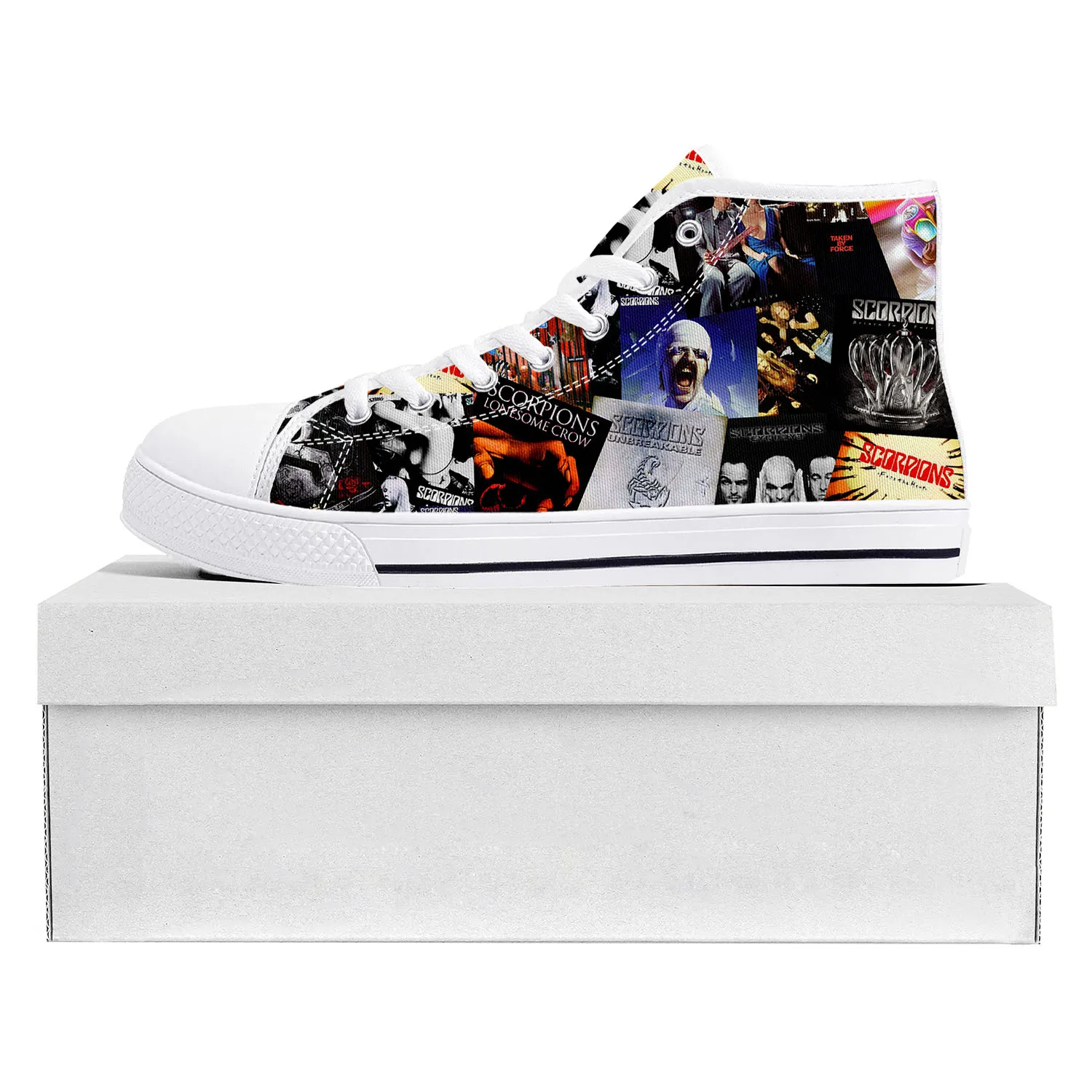 

Scorpions Metal Rock Band Pop High Top High Quality Sneakers Mens Womens Teenager Canvas Sneaker Casual Couple Shoes Custom Shoe