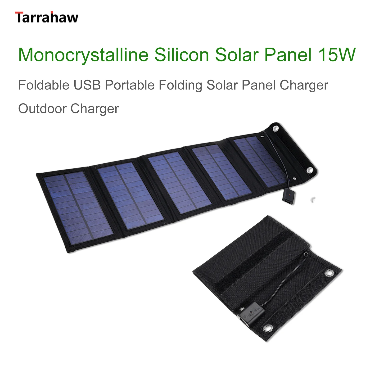 

Foldable Solar Panel 15W Monocrystalline Silicon Photovoltaic Plate USB Portable Folding PV Cells Outdoor Power Bank Charger