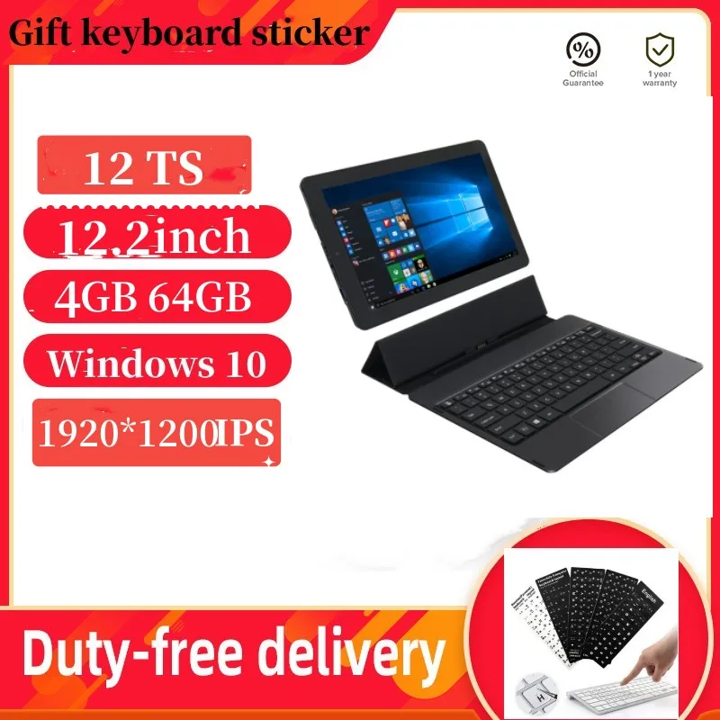 64-Bit 12 TS 2-in-1 Mini Notebook 12.2'' Windows 10 Quad Cor