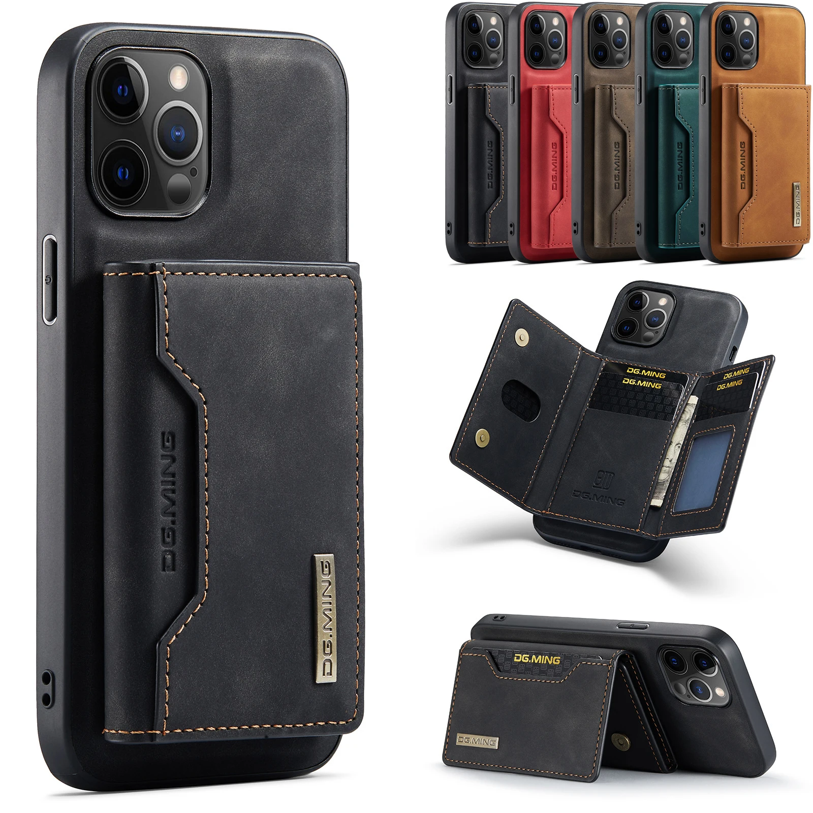 2in1 Detachable Wallet Phone Case For iPhone 13 Pro Max 14 Mini 12 11 XS XR Shockproof PU Leather Stand Cover Bag With Card Slot