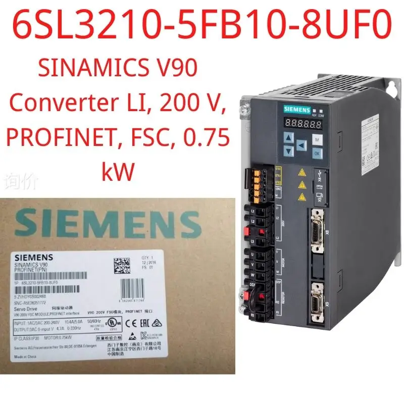 

6SL3210-5FB10-8UF0 Brand New SINAMICS V90, with PROFINET Input voltage: 200-240 V 1/3-phase AC -15%/+10% 10.4 A/5.0 A 45-66