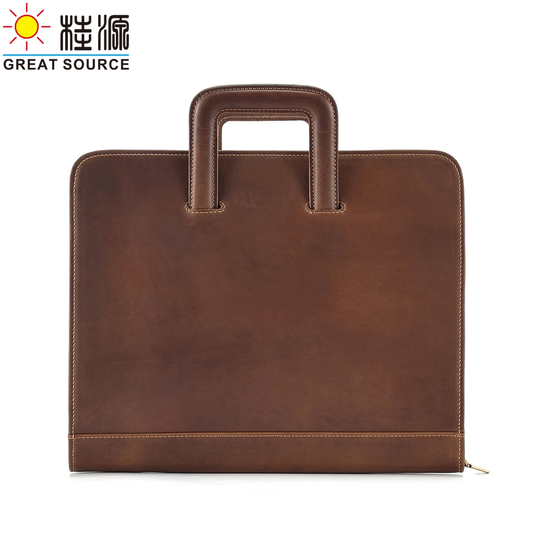 Genuine Leather Lagtop Bag 13.3 Inch Padfolio bag With Handle Multi Function Compendium FolderL34*W28*T5cm