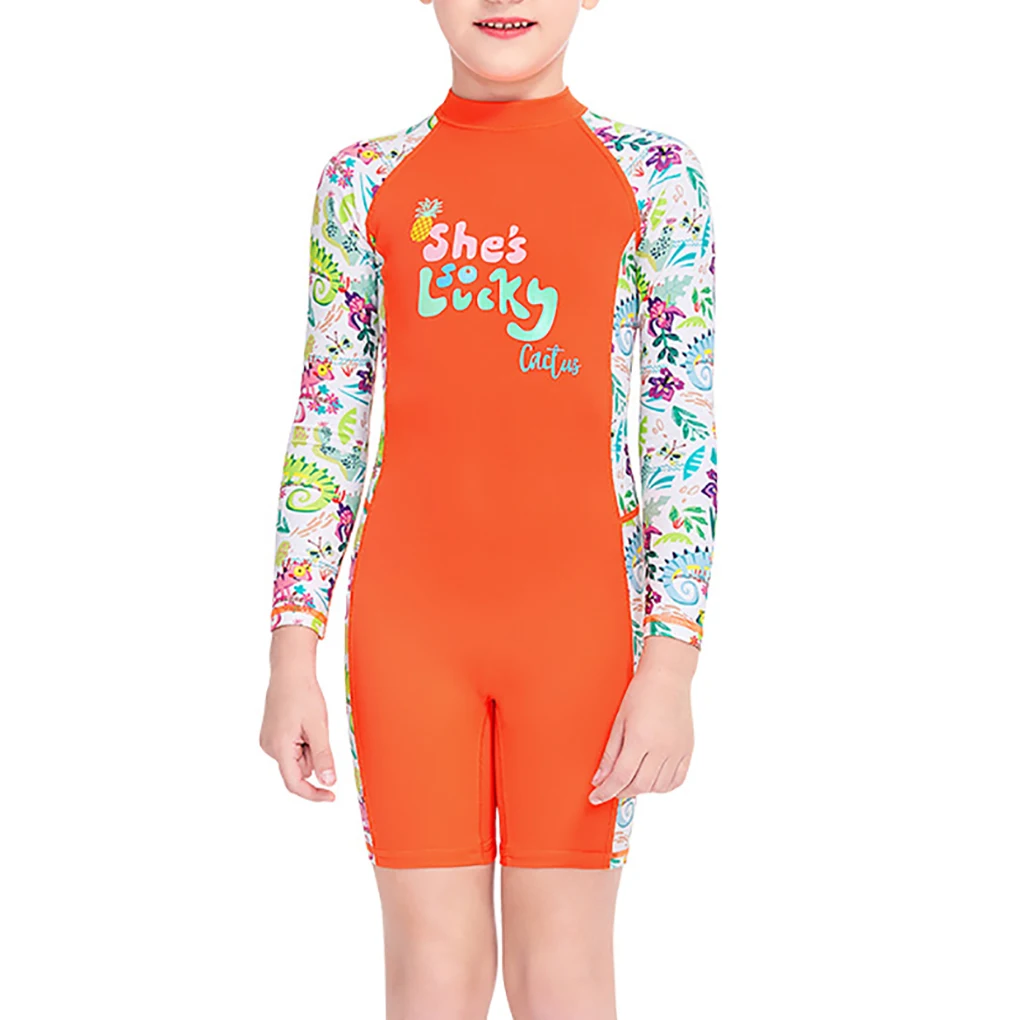 

DIVE SAIL Kids Wetsuit Girl One-pieces Swimsuit Children Quick Dry Wet Suit Round Neck Wetsuits Rash Guard Swimwear
