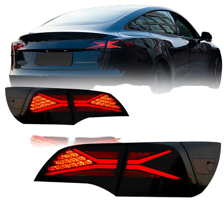 Фото Sewiyolin Автомобильные светодиодные задние фонари в сборе для Tesla Model 3/Y 2021-2024 Автоматические противотуманные фары DRL с тормозным указателем поворота Plug and Play №2