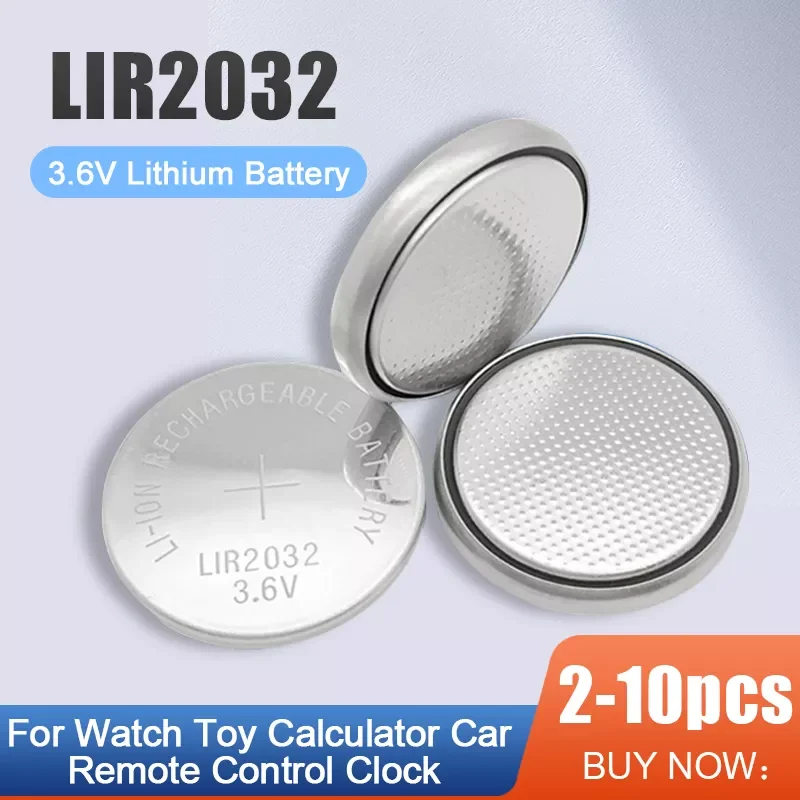 

LIR2032 LIR 2032 3.6V Li-ion Rechargeable Battery For Watch Toy Calculator Remote Control Button Cell Replaces CR2032 ML2032