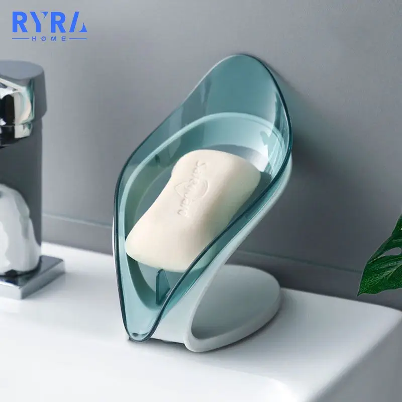 

Bathroom Soap Holder Leaf Shape Soap Dish Kitchen Sponge Soap Box Storage Non-slip Drain Soap Case Container Bathroom Accessorie